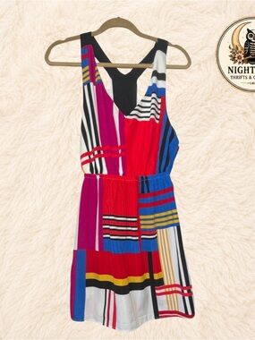 Colorblock Geometric Print Sleeveless Racerback Dress - Women’s Size Medium